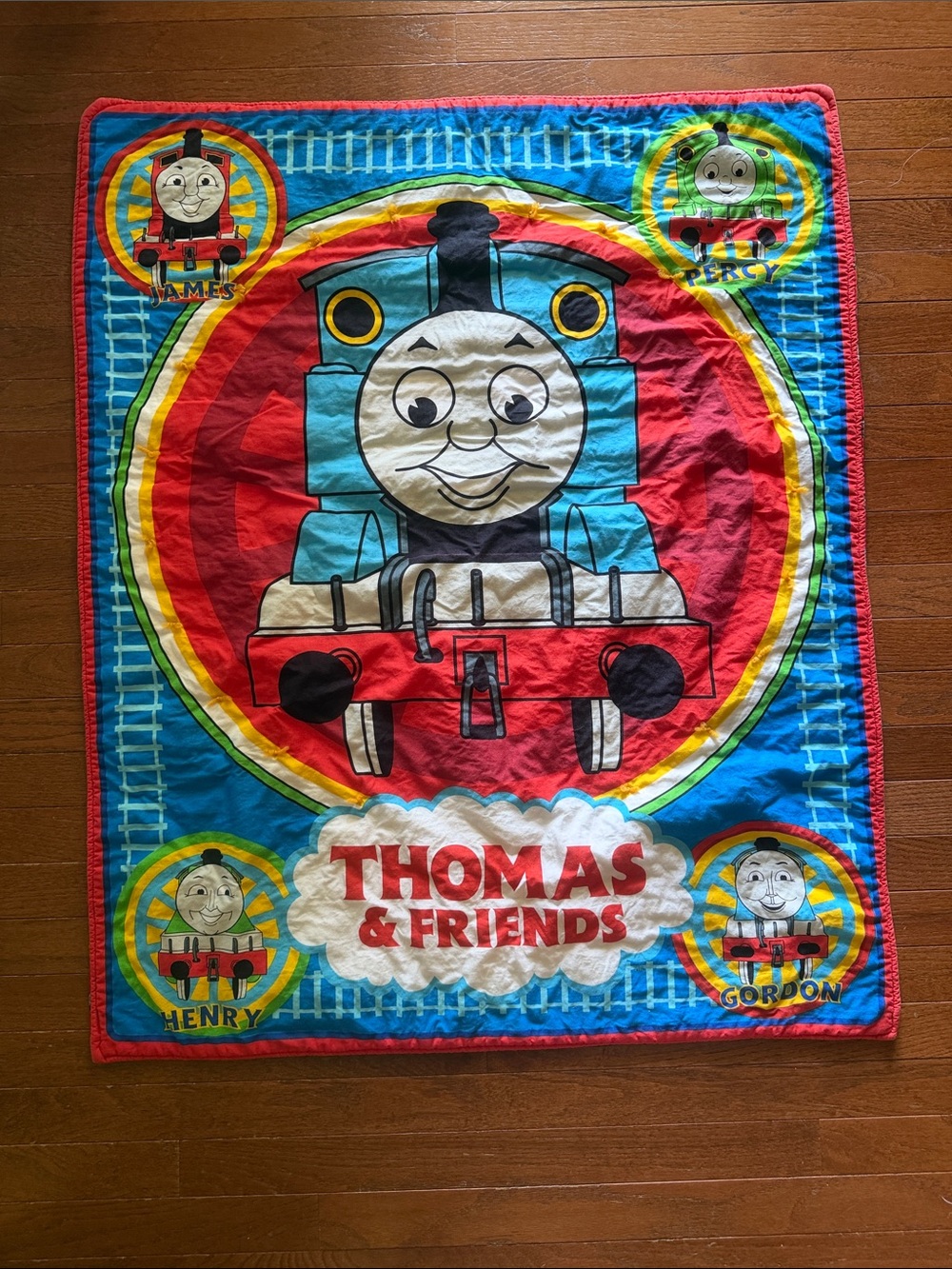 VintageThomas & Friends Blue Red Yellow Train Baby Blanket